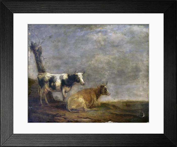 Framed Print : Two Cows, after Paulus Potter, 1652, 17th Century, oil on board - Italy, Lombardy, Milan, Castello Sforzesco, Civic Collections of Ancient Art. Whole artwork view