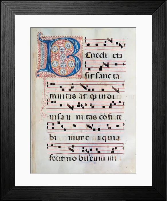 Framed Print : Anonymous Sienese painter, Gradual from Palm Sunday to the XXIV Sunday after Pentecost, 15th Century, illuminated manuscript, Italy, Tuscany, Siena, Osservanza Basilica