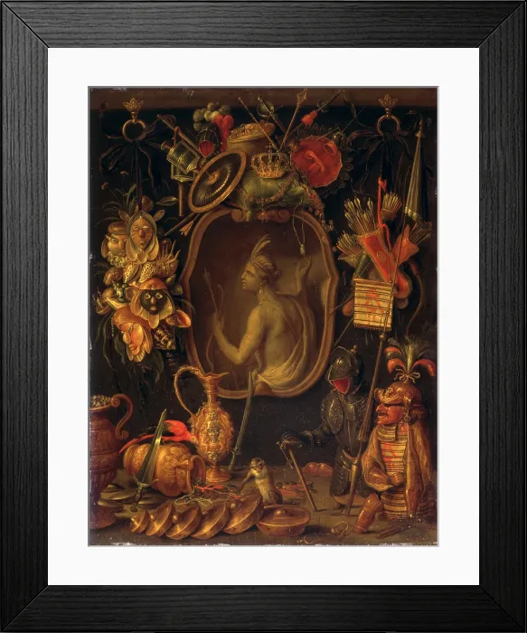 Framed Print : Allegory of America, by Erasmus Quellinus II the Youger, 17th Century, oil on copper - Italy, Lombardy, Milan, Castello Sforzesco, Civic Collections of Ancient Art