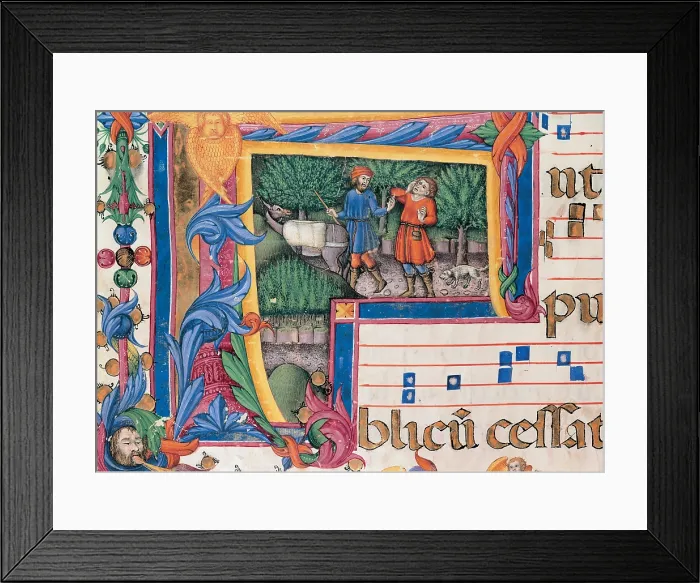 Framed Print : Anonymous Sienese painter, Day and night Antiphonary from the 6th Sunday after Pentecost to the Advent, 15th Century, illuminated manuscript, Italy, Tuscany, Siena