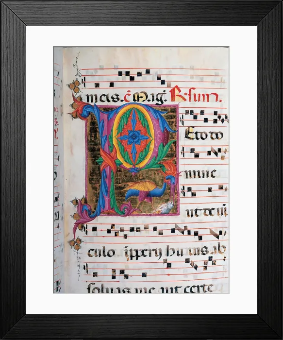 Framed Print : Anonymous Sienese painter, Day and night Antiphonary from the 6th Sunday after Pentecost to the Advent, 15th Century, illuminated manuscript, Italy, Tuscany, Siena
