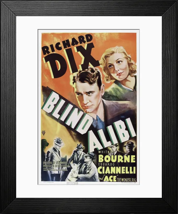 Framed Print : BLIND ALIBI, US poster, top from left: Richard Dix, Whitney Bourne, 1938 Framed Print : BLIND ALIBI, US poster, top from left: Richard Dix, Whitney Bourne, 1938
