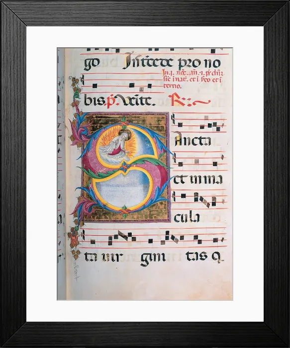 Framed Print : Anonymous Sienese painter, Day and night Antiphonary from the 6th Sunday after Pentecost to the Advent, 15th Century, illuminated manuscript, Italy, Tuscany, Siena