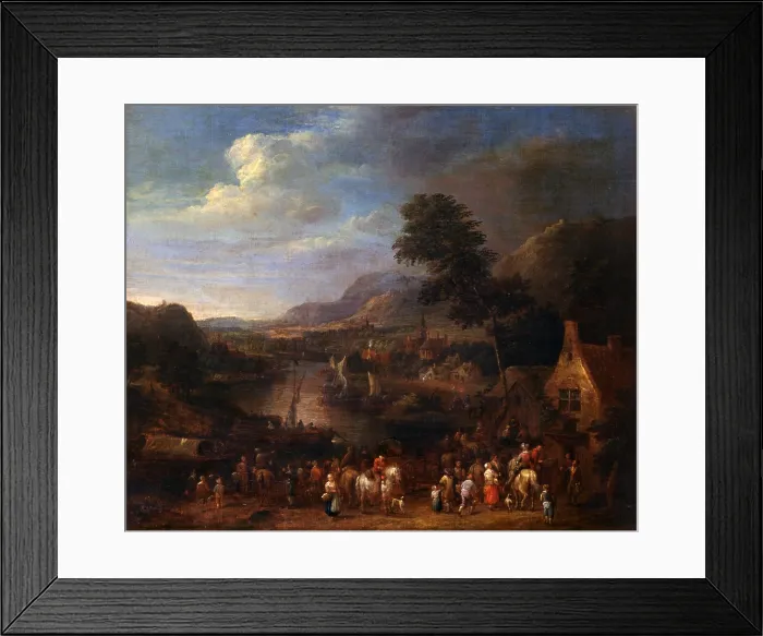 Framed Print : Landscape with Figures and a Village close to a River, by Karel Breydel, 1690 - 1710, 17th Century, oil on canvas, 39 x 46 cm - Italy, Lombardy, Milan, Castello Sforzesco Framed Print : Landscape with Figures and a Village close to a River, by Karel Breydel, 1690 - 1710, 17th Century, oil on canvas, 39 x 46 cm - Italy, Lombardy, Milan, Castello Sforzesco