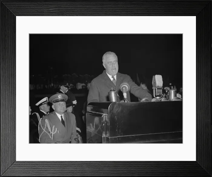Framed Print : President Franklin Roosevelt attacking the Supreme Court in a Sept. 17, 1937 speech