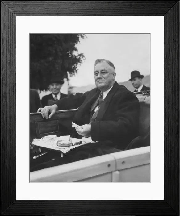 Framed Print : Franklin D. Roosevelt at the Grand Coulee Dam in Washington. Oct. 2, 1937. He enjoys a picnic lunch in his car. (BSLOC_2013_5_132) Framed Print : Franklin D. Roosevelt at the Grand Coulee Dam in Washington. Oct. 2, 1937. He enjoys a picnic lunch in his car. (BSLOC_2013_5_132)