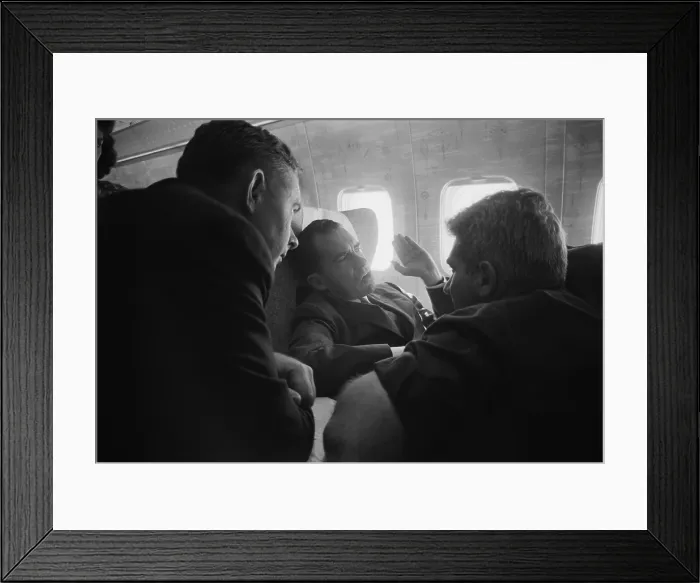 Framed Print : Vice President Richard Nixon talking with reporters on return from Soviet Russia. Aug. 5, 1959 Framed Print : Vice President Richard Nixon talking with reporters on return from Soviet Russia. Aug. 5, 1959