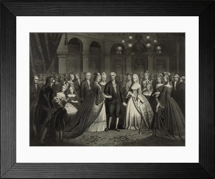 Framed Print : George and Martha Washington among guests at a reception in 1776 Framed Print : George and Martha Washington among guests at a reception in 1776