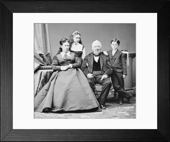 Framed Print : Julia Dent Grant, with her two youngest children, Jesse and Nellie, and her father, Frederick Dent. Photo by Mathew B. Brady studio, 1869-1876 Framed Print : Julia Dent Grant, with her two youngest children, Jesse and Nellie, and her father, Frederick Dent. Photo by Mathew B. Brady studio, 1869-1876