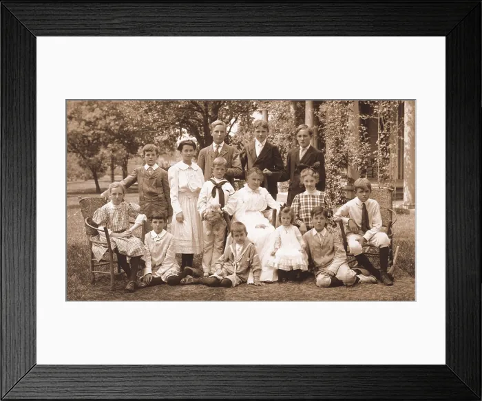 Framed Print : Former First Lady Lucretia Garfield seated outdoors with her grandchildren, Mentor, Ohio, 1906