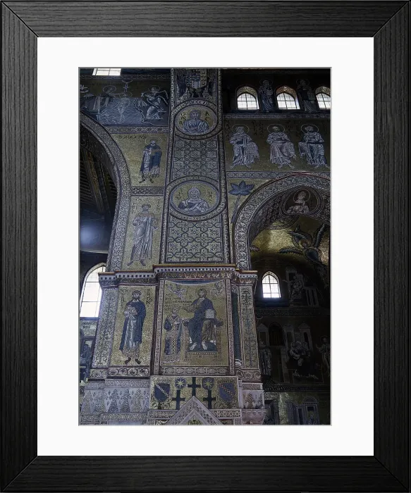 Framed Print : Christ crowning King William II, by Unknown Artist, 11th Century, mosaic - Italy, Sicily, Monreale, Cathedral of Saint Mary Nuova. Detail Framed Print : Christ crowning King William II, by Unknown Artist, 11th Century, mosaic - Italy, Sicily, Monreale, Cathedral of Saint Mary Nuova. Detail
