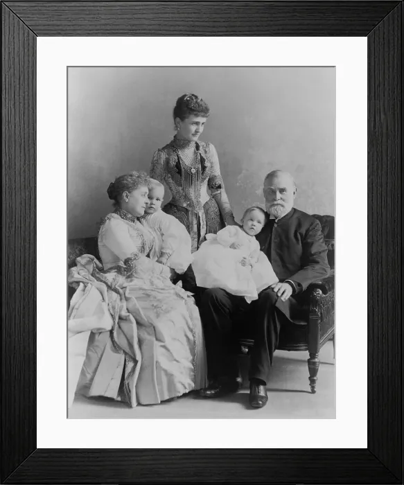 Framed Print : Four generations of the Benjamin Harrison family in the White House, c. 1889. L-R: First Lady Caroline Harrison holding Baby McKee (Benj) Framed Print : Four generations of the Benjamin Harrison family in the White House, c. 1889. L-R: First Lady Caroline Harrison holding Baby McKee (Benj)