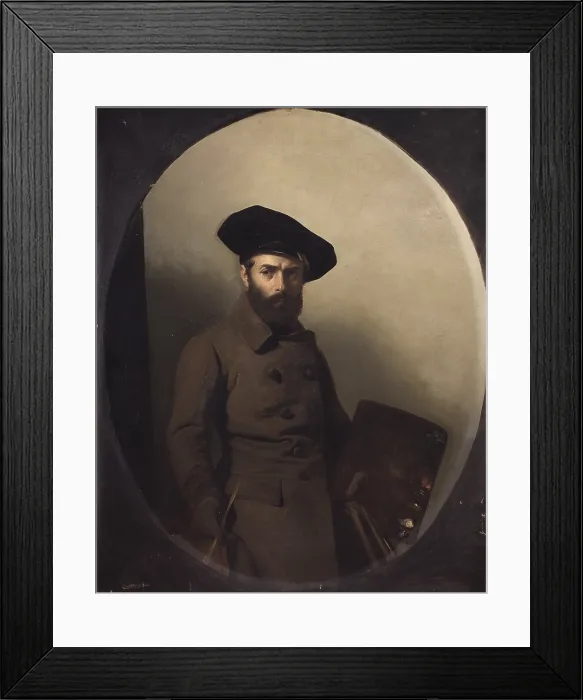 Framed Print : Portrait of the painter Carlo Bellosio, by Mauro Conconi, 1850, 19th Century, oil on canvas - Italy, Lombardy, Milan, Civic Collection of Modern Art - GAM. Whole artwork view