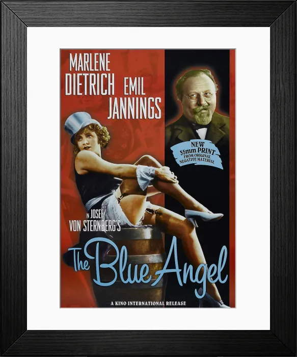 Framed Print : THE BLUE ANGEL, US poster art, from left: Marlene Dietrich, Emil Jannings, 1930
