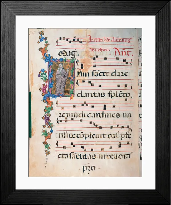 Framed Print : Anonymous Sienese painter, Day and night Antiphonary from the 6th Sunday after Pentecost to the Advent, 15th Century, illuminated manuscript, Italy, Tuscany, Siena