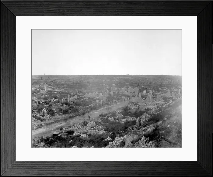 Framed Print : A view of ruins of Avocourt, France, after the Allied Meuse-Argonne offensive of September 26, 1918. October 6, 1918 Framed Print : A view of ruins of Avocourt, France, after the Allied Meuse-Argonne offensive of September 26, 1918. October 6, 1918