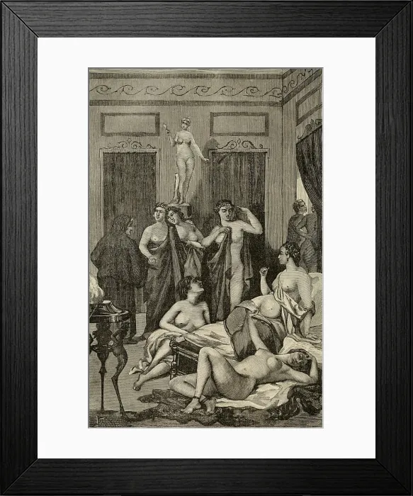 Framed Print : Brothel in ancient Greece. 19th century engraving from a HISTORY OF PROSTITUTION, By P.L. Jacobs, 1885 Framed Print : Brothel in ancient Greece. 19th century engraving from a HISTORY OF PROSTITUTION, By P.L. Jacobs, 1885
