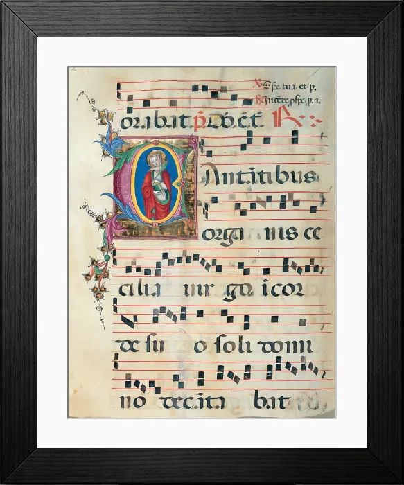 Framed Print : Anonymous Sienese painter, Day and night Antiphonary from the 6th Sunday after Pentecost to the Advent, 15th Century, illuminated manuscript, Italy, Tuscany, Siena