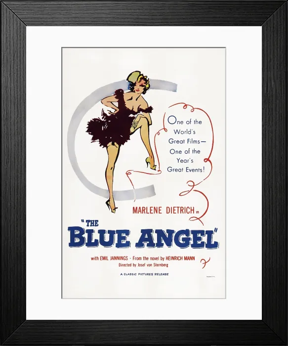 Framed Print : THE BLUE ANGEL, (aka DER BLAUE ENGEL), poster art, Marlene Dietrich, 1930 Framed Print : THE BLUE ANGEL, (aka DER BLAUE ENGEL), poster art, Marlene Dietrich, 1930