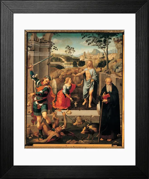 Framed Print : Viti Timoteo, Christ appearing to Mary Magdalene, St Michael Archangel and St Anthony Abbot (Noli Me Tangere), 1512 - 1519, 16th Century, Tavola, Italy, Marche, Cagli, Pesaro Framed Print : Viti Timoteo, Christ appearing to Mary Magdalene, St Michael Archangel and St Anthony Abbot (Noli Me Tangere), 1512 - 1519, 16th Century, Tavola, Italy, Marche, Cagli, Pesaro