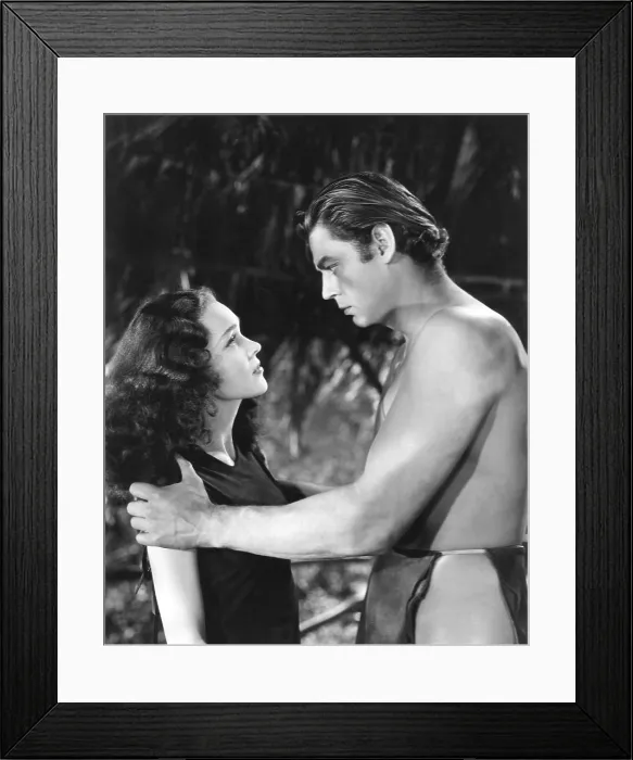 Framed Print : TARZAN FINDS A SON!, from left, Maureen O'Sullivan, Johnny Weissmuller, 1939