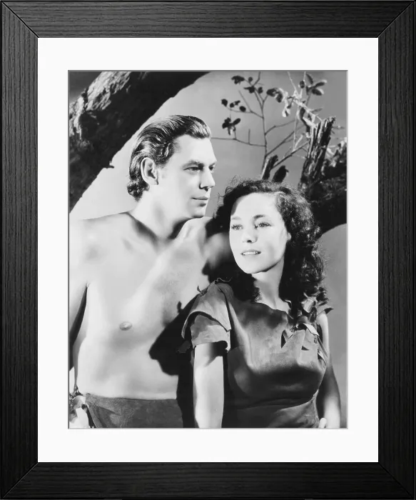 Framed Print : TARZAN ESCAPES, from left: Johnny Weissmuller, Maureen O'Sullivan, 1936
