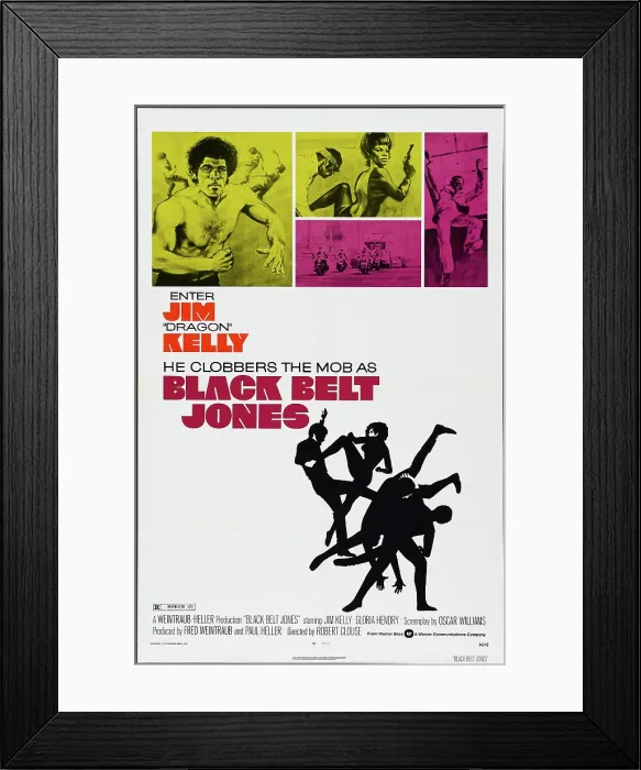 Framed Print : BLACK BELT JONES, US poster, from upper left: Jim Kelly, Gloria Hendry, 1974