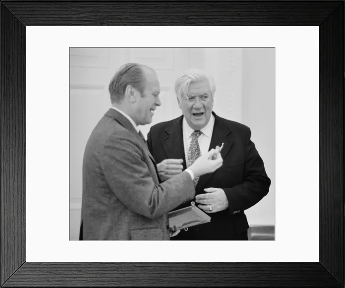 Framed Print : President Gerald Ford meeting with Tip O'Neill at the White House, Feb. 6, 1975 Framed Print : President Gerald Ford meeting with Tip O'Neill at the White House, Feb. 6, 1975