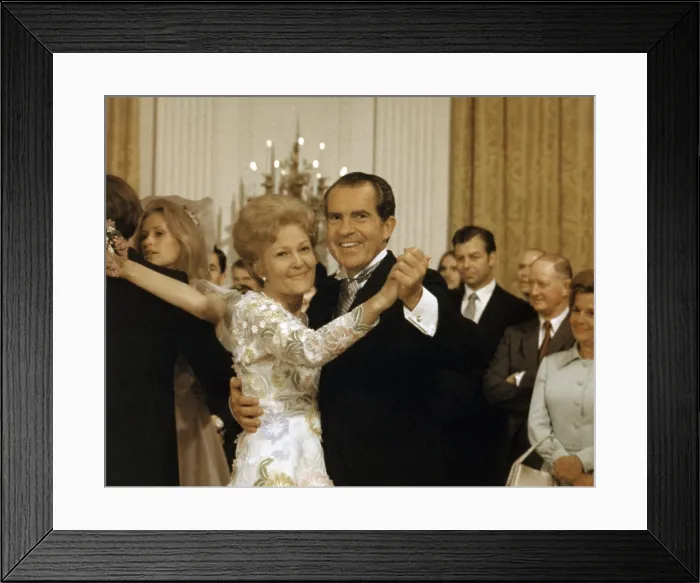 Framed Print : President and Mrs. Nixon dancing at the wedding of Tricia Nixon and Edward Cox. It was the first and last time Nixon danced in public Framed Print : President and Mrs. Nixon dancing at the wedding of Tricia Nixon and Edward Cox. It was the first and last time Nixon danced in public