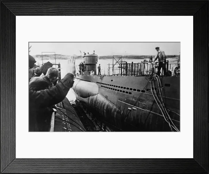 Framed Print : Launching of a German U-Boat during World War 2, ca. 1943 or 1944. (BSLOC_2013_11_108)