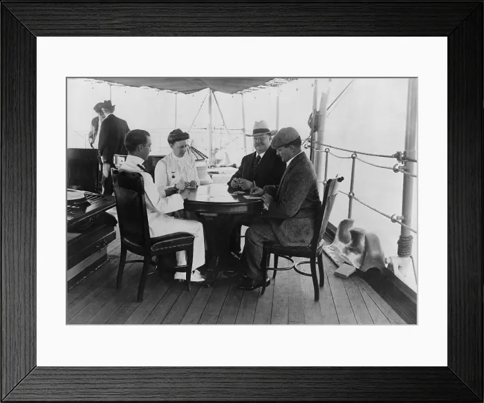 Framed Print : William Howard Taft playing cards with his wife, Helen, and two men on boat enroute to Philippines