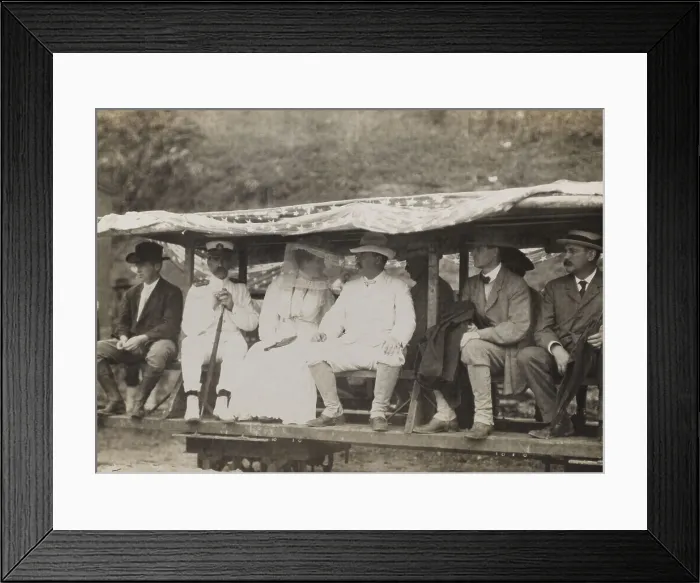 Framed Print : President Theodore and Edith Roosevelt travel on a small railway car in Panama, Nov 16-17, 1906. L-R: Engineer J. G Framed Print : President Theodore and Edith Roosevelt travel on a small railway car in Panama, Nov 16-17, 1906. L-R: Engineer J. G