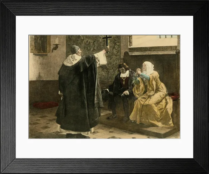Framed Print : The Inquisitor-General, Toms de Torquemada (1420-1492), appealed to Spanish monarchs, Ferdinand and Isabella