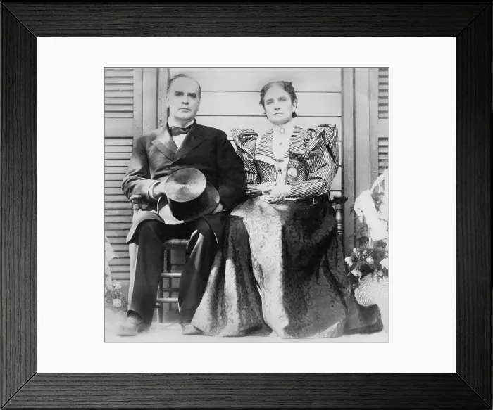 Framed Print : William McKinley and Ida McKinley on their front porch during his Presidential campaign in 1896 Framed Print : William McKinley and Ida McKinley on their front porch during his Presidential campaign in 1896