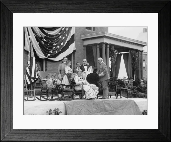 Framed Print : President William and Ida McKinley on reviewing stand at Plattsburgh Barracks, N.Y. 1899 Framed Print : President William and Ida McKinley on reviewing stand at Plattsburgh Barracks, N.Y. 1899