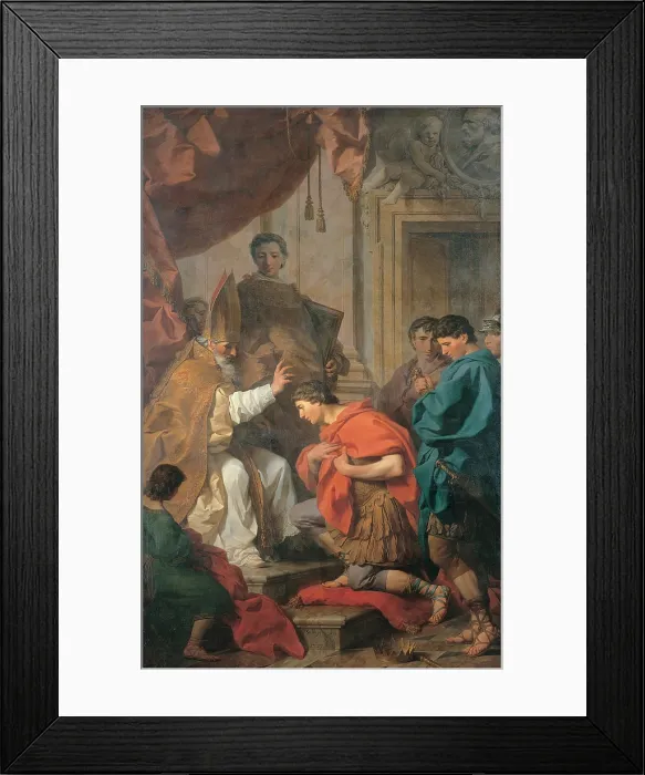 Framed Print : Subleyras Pierre, St Ambrose Converts Theodosius, 18th Century, oil on canvas, Italy, Umbria, Perugia, National Gallery of Umbria