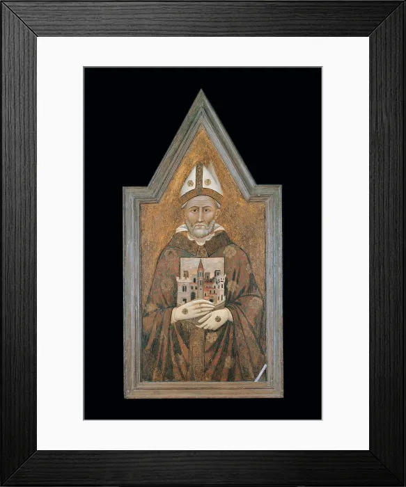 Framed Print : Maestro dei Dossali di Montelabate, St Herculanus, 14th Century, wood, Italy, Umbria, Perugia, National Gallery of Umbria