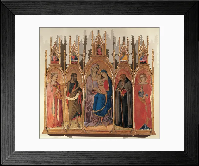 Framed Print : Luca di Tomm, St Anna Metterza between St Caterina d'Alessio, the Baptist, St Anthony Abbot and St Agnes, 14th Century, Tavola, Italy, Tuscany, Siena Framed Print : Luca di Tomm, St Anna Metterza between St Caterina d'Alessio, the Baptist, St Anthony Abbot and St Agnes, 14th Century, Tavola, Italy, Tuscany, Siena
