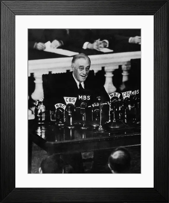 Framed Print : Franklin Roosevelt speaks to Congress after the Yalta Conference. March 1, 1945