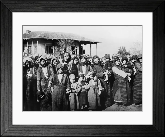 Framed Print : Armenian widows with children in the first year of the WW1 Genocide. Sept. 16, 1915. Many Armenian men were conscripted for unarmed labor battalions and then killed
