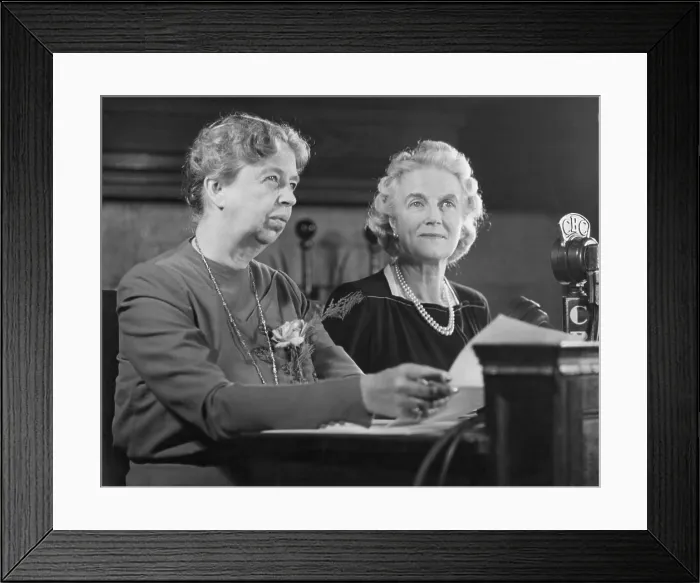 Framed Print : Eleanor Roosevelt and Clementine Churchill during a radio broadcast. Quebec. Sept. 1944