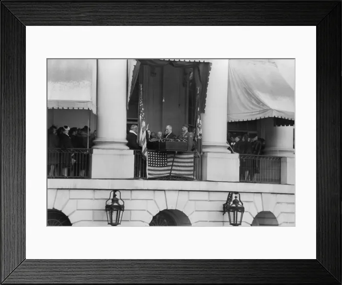 Framed Print : President Franklin Roosevelt at his fourth Inauguration. Jan. 20, 1945. It took place on the balcony of the White House instead of at the Capitol. (BSLOC_2013_5_187)