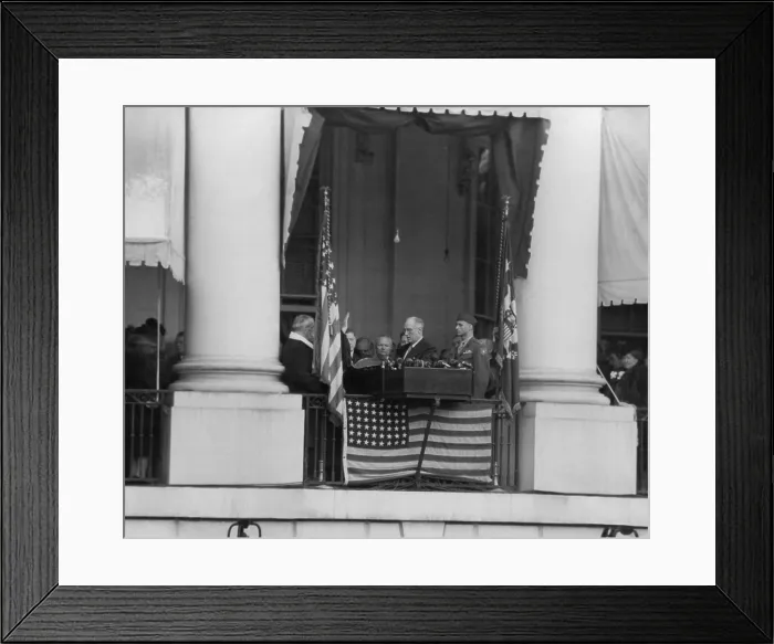 Framed Print : President Franklin Roosevelt at his fourth Inauguration. Jan. 20, 1945. It took place on the balcony of the White House instead of the Capitol. (BSLOC_2013_5_188)