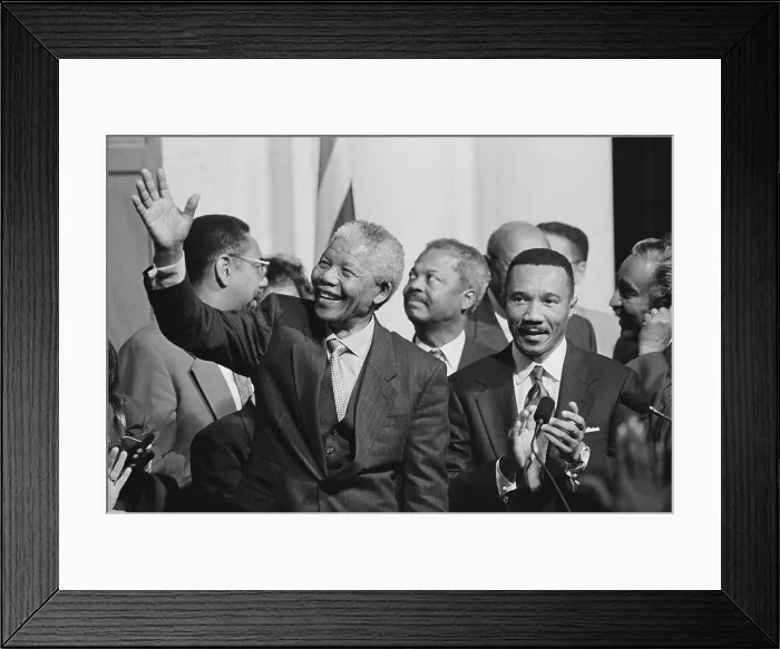 Framed Print : President of South Africa, Nelson Mandela with members of the Congressional Black Caucus. Oct. 4, 1994. Standing beside Mandela is Rep Framed Print : President of South Africa, Nelson Mandela with members of the Congressional Black Caucus. Oct. 4, 1994. Standing beside Mandela is Rep