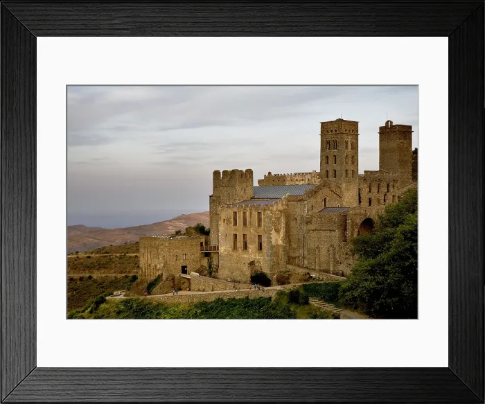 Framed Print : SPAIN. Port de la Selva. Monastery of Sant Pere de Rodes. View of the Benedictine abbey built in 10th c. Romanesque art