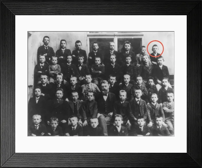 Framed Print : Young Adolf Hitler (red circle) with classmates in a school picture. Linz, Austria in June 1901. (BSLOC_2015_14_9)