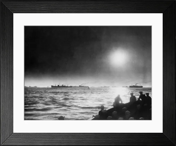 Framed Print : Allied convoy crossing the North Atlantic in 1942 during World War 2. (BSLOC_2013_11_114)