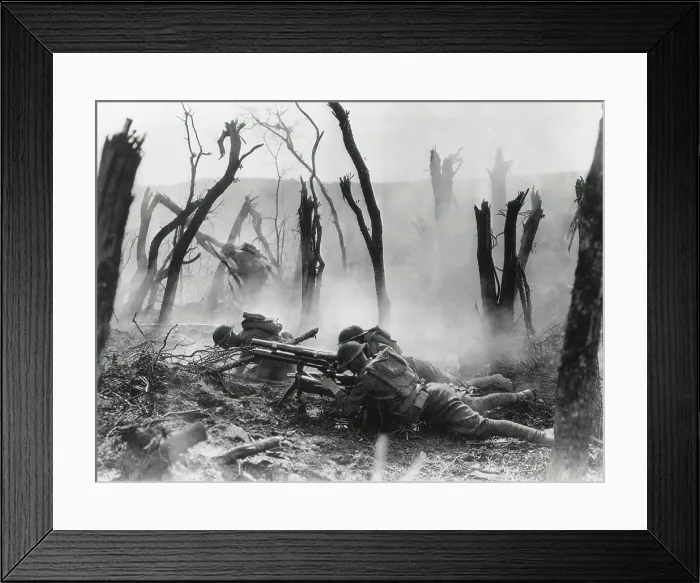 Framed Print : World War 1. American gun crew from the 23rd Infantry, firing a French 37mm cannon in World War I action in Belleau Wood. June 3, 1918. (BSLOC_2013_1_179)