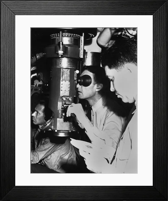 Framed Print : Officers in the conning tower of U.S. submarine, World War 2, August 1943. Photo by Comdr. Edward J. Steichen. (BSLOC_2013_11_117)