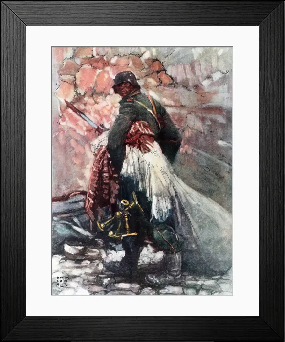 Framed Print : World War 1. The Boche Looter. Blockaded Germany suffered severe shortages leaving their troops meagerly clothed and fed